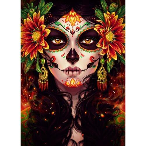 Girl 3D DIY Full Square Diamond painting Round 5d Diamond Embroider sale Mosaic home decoration painting A masked woman