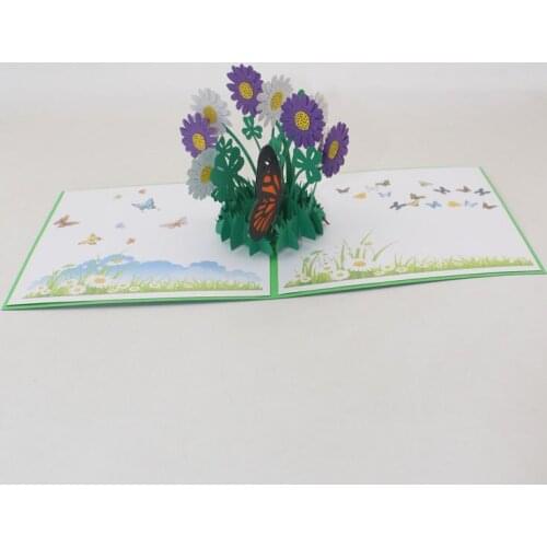 3D Handmade Color Print HChrysanthemum Butterfly Paper Greeting Card Teachers' Day Mothers Day Thanksgiving Girlfriend Gift