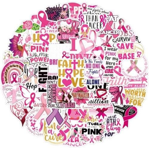 50pcs Prevention of breast cancer red ribbon Magazine decoration sheet stickers scrapbook stationery Kids Classic Toy