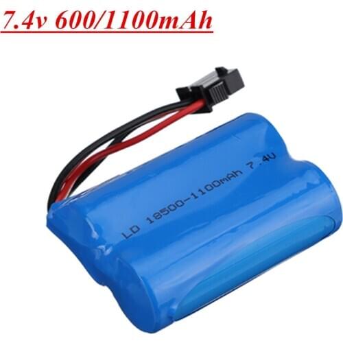3.7v * 2) 7.4V 600mAh / 1100mAh battery for UDI001 UDI002 UDI902 961 962 2.4G RC racing boat 18500 18350 Battery SM-4P Plug