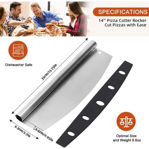 667A Aluminum Metal Pizza Peel Cutter Rocker Blade Pizza Spatula Paddle Long Handle Best Pizza Oven Accessories Set for Homes