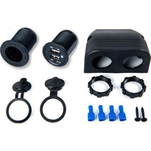 Dual USB Car Charger Cigarette Lighter Power Socket Two Hole Tent Base for Car Truck Motorcycle Boat ATV