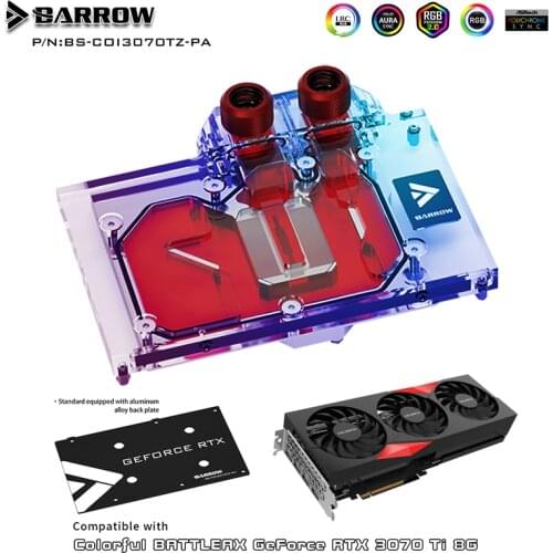 Barrow Water Cooling GPU Water Block For Colorful Geforce RTX 3070 Ti GPU Card Full Cover Graphics Card Cooler BS-COI3070TZ-PA