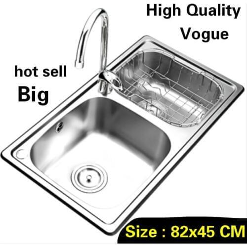 Free shipping Home luxury multifunction wash vegetables high volume big kitchen double groove sink 304 stainless steel 82x45 CM