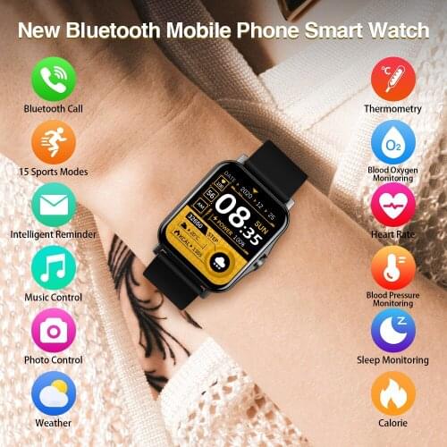 Bluetooth call Smart Watch 1.69 Screen Continuous heart rate temperature weather Sport Fitness Watch IP67 Android ios smartwatch