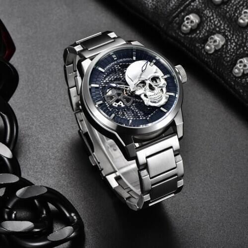 PAGANI DESIGN Skeleton Skull Mens Mechanical Watches Top Brand Stainless Steel Waterproof Automatic Watch Sapphire Glass Clock