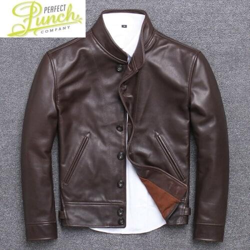 Men Real Genuine Jacket Cowhide Coat Vintage Bomber Cow Leather Jackets chaqueta cuero hombre U-1906 KJ4201