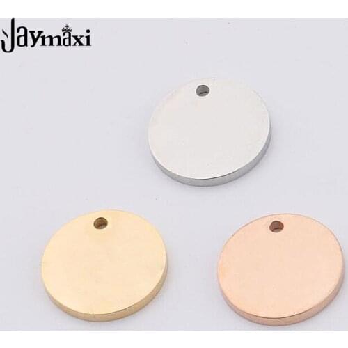 Jaymaxi 3 Sizes Round Charm Stainless Steel Mirror Polished Smooth Round Tag Pendant 1.8mm Thick 12/15/25MM 20Pieces/lot