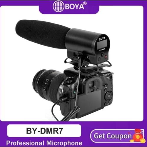BOYA BY-DMR7 Condenser Microphone MIC ON Camera 3.5mm LCD Audio Cable Recording Studio Voice Professional Studio Microphone MIC