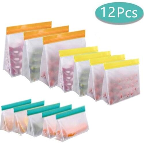 Reusable Lunch Freezer Bags Stand Up Food Storage Bags Kitchen Organizer Leakproof Fresh-Keeping Bags Silicone Storage Bags
