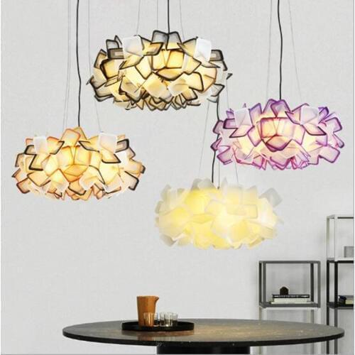 Nordic Loft Designer Clizia Pendant Lamp Creative Colorful Acrylic Flower PP Restaurant Bedroom Led Hanging Lights