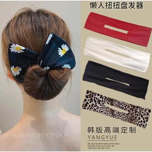 The New Lazy Twist Chuck Hair Iron Bow Simple Temperament Printing Ball Head Hair Artifact Rotating Headband Hair Accessories