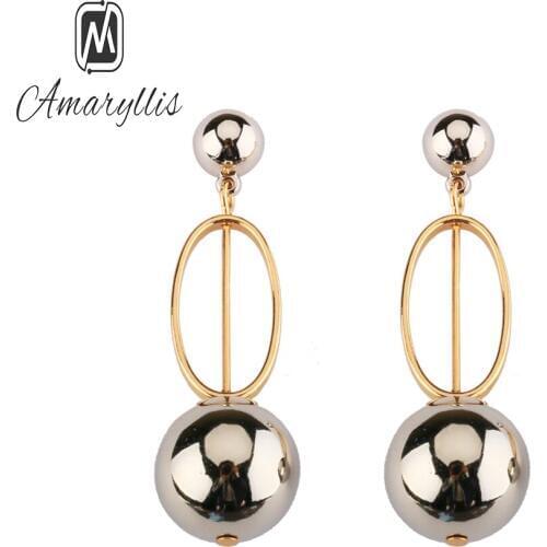Amaiyllis New Arrive Acrylic Round Beads Pendant Earrings For Women Gold Silver Geo Dangle Earrings Drop Shipping Earring Bijoux
