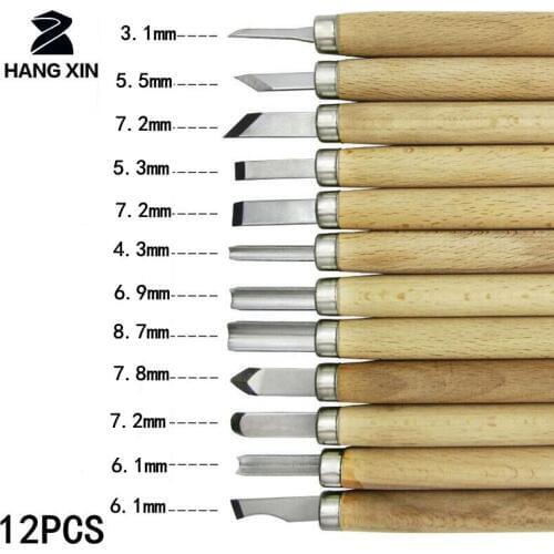 Woodcut Knife Scorper Hand Cutter Wood Carving Tools Woodworking Chisel Graver Burin for Arts Crafts DIY Tools 12PCS-- 5PCS