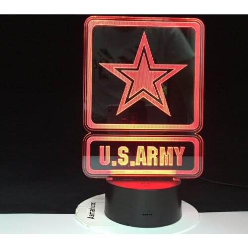 The U.S. Army Novel 3D LED Lamp Battery Operated Colorful with Remote Visual Light Effect Led Night Light Lamp Decorative 3243