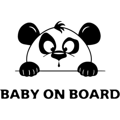 Car Stickers Personalized Panda Animal Warning Car Stickers BABY ON BOARD Bumper Decoration Accessories Black/white,17cm*11cm