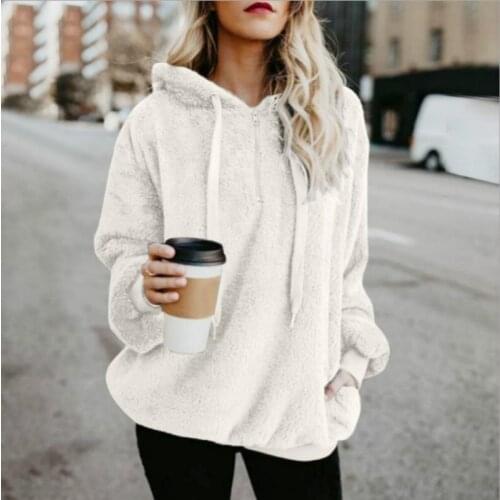 Teddy Bear Hoodie Coat Sweatshirts Women Vintage Long Sleeve Fuzzy Jacket Oversized 2021 Winter Autumn Warm Pullovers New Jumper