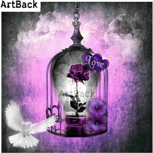 Full square 5d diamond painting landscape rose dove diy diamond embroidery 3d rhinestone mosaic art deco 60x60cm