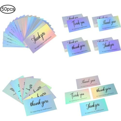 50pcs/lot 5*9cm Laser Thank You Card For Order Business Shopping Purchase Thanks Greeting Gift Card Wedding Party Invitation