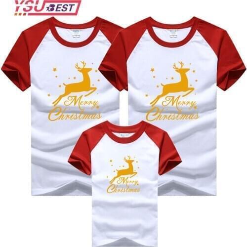 Christmas Family Look Deer Mommy and Me Clothes Merry Christmas Matching Family Clothing Mother Daughter Father Baby T-shirt