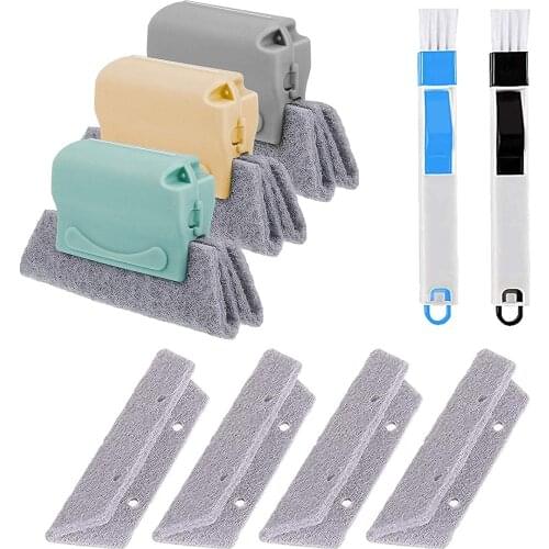 Hand held kitchen cleaning brush and vacuum cleaner tool brush, magic window guide cleaner, window slot cleaning brush kit