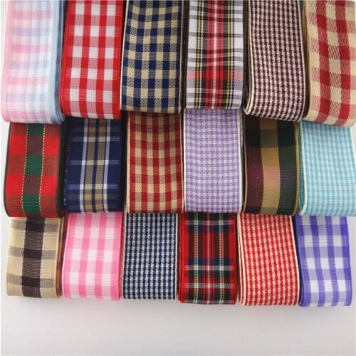 18112404, 1" 25mm 50 yards grid lattice printed grosgrain ribbons gift packaging DIY handmade materials
