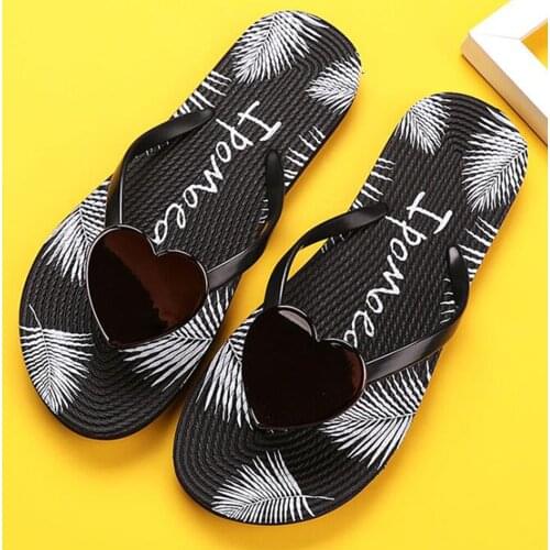 Summer Women Slippers Casual Ladies Shoes Love Heart Open Toe Flip Flops Clear Female Outdoor Flat Beach Sandals Hot sale qq603