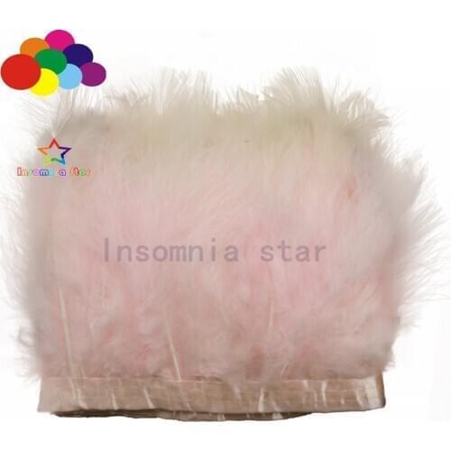 Light pink Turkey Marabou Hackle Fluffy Feather Fringe Trim Craft 6-7 inches Width Pack of 2 Meter