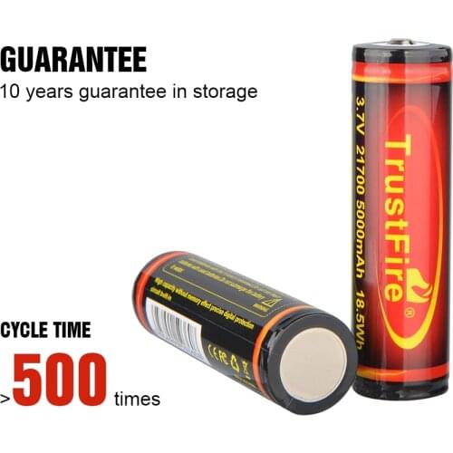 TrustFire 21700 Lithium Battery High Capacity 3.7v 5000mAh Rechargeable Li Ion Battery Cell for LED Flashlight Bicycle Light