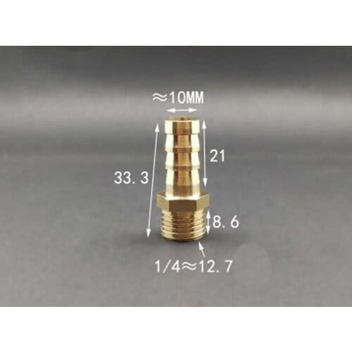 Thicken DN8 1/4" BSP Male x 10mm Hose Barb Tail Brass Coupling Joint Pipe Fitting Water Gas