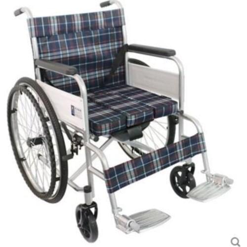 High quality mobile toilet seat light folding wheelchair walker folding aluminum alloy barrier wheelchair old cart