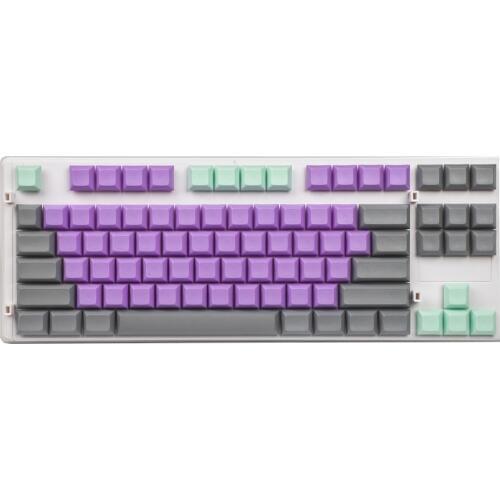 YMDK 87 DSA Gray Green Purple Mixed Blank PBT Keycap Keyset Suitable For Standard ANSI MX Mechanical Keyboard