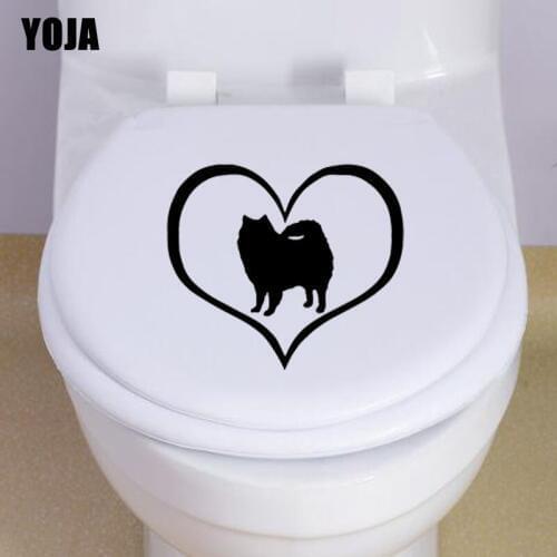 YOJA 21*18.3CM Love American Eskimo Dog Heart Toilet Decal Wall Sticker T4-0001