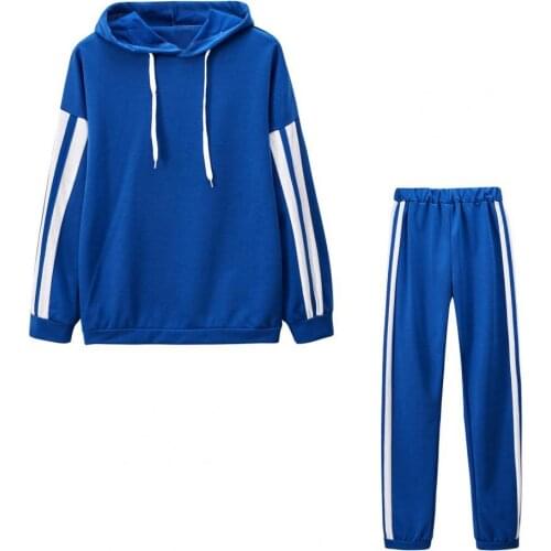 80% HOT SALES！！！Tracksuit Striped Hooded Sweatshirt Women Long Sleeve Hoodie Pants Sweatsuit Outfit for Spring