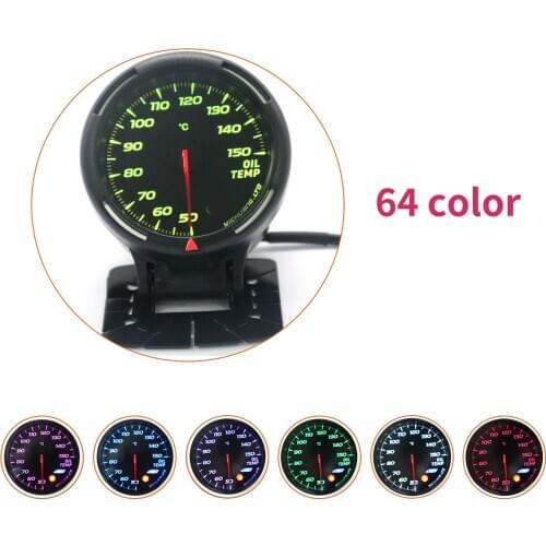 12V 64 Color Backlight Adjustable Oil Temperature Gauges Oil Temperature Gauge with Sensor Oil Temp Meter