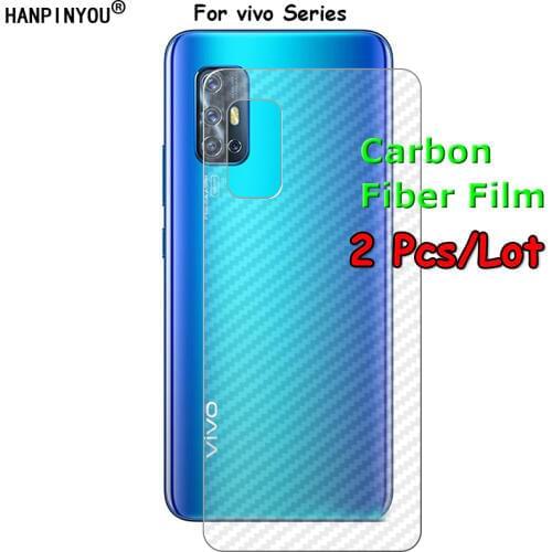 2 Pcs For vivo V19 V17 Y30 X50 iQOO Z1 Y70S Neo 855 Racing Plus Lite 3D Transparent Back Carbon Fiber Film Rear Screen Protector