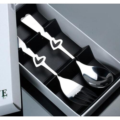 200pcs 100set Double Heart Coffee Spoons fork wedding favors and gifts tableware set for guests