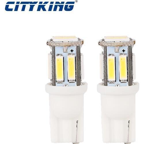 4pcs White Led T10 led 10SMD 7020 T10 W5W LED Bulbs 194 168 led car Signal Lamp W5W 168 Wedge Door Instrument Side Bulb Lamp