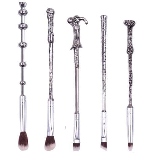 5pcs Magic Wand Metal Handle Makeup Brushes Professional Cosmetics Tools Eyeshadow Powder Foundation Brush For Women Girl Gift