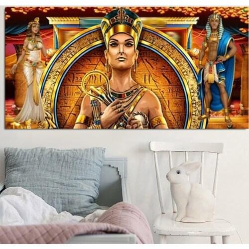 Large size DIY Egyptian Queen Diamond Painting Full Square round Drill Mosaic Diamond 3D Portrait God Room Background Decor
