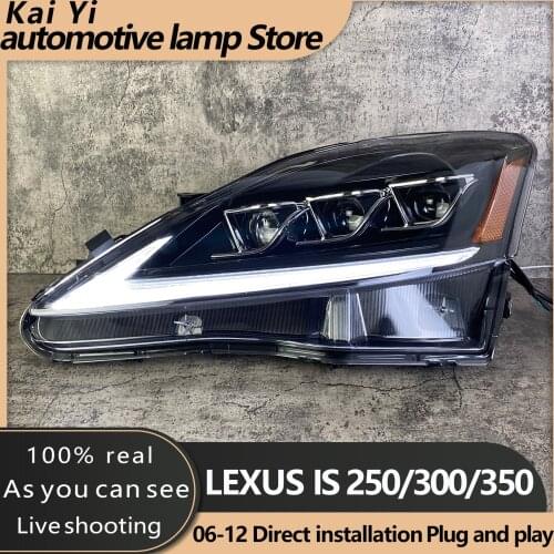 VLAND Headlamp Car Assembly for LEXUS IS250 Headlight IS350 IS300 2006-2012 IS220d/IS F Clear Headlamp with moving turn signal