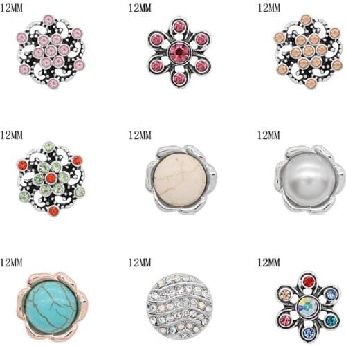 Butterfly 12mm Rhinestone Charms Metal snap button DIY jewelry KS2034