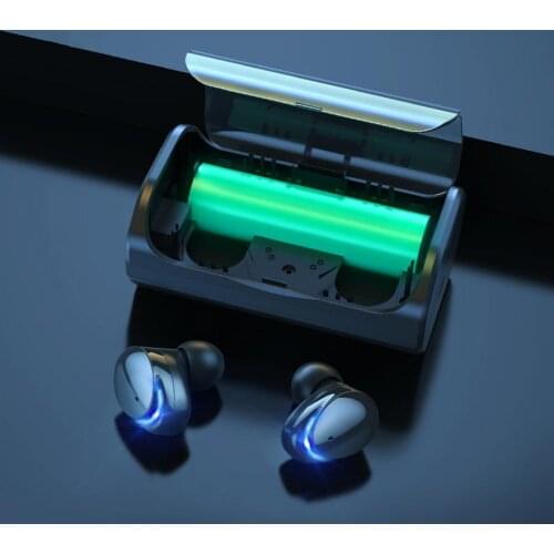 TWS-T8 Bluetooth 5.1 9D Stereo Wireless Earphone Noise Reduction IPX7 Waterproof Touch Screen Headset for Car School