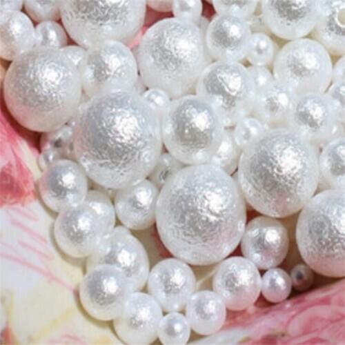 Loose 3mm-12mm Wrinkle White Color Pearl Beads DIY Plastic Imitation No Holes Pearl Bead for Garment Hand Craft Art Decoration