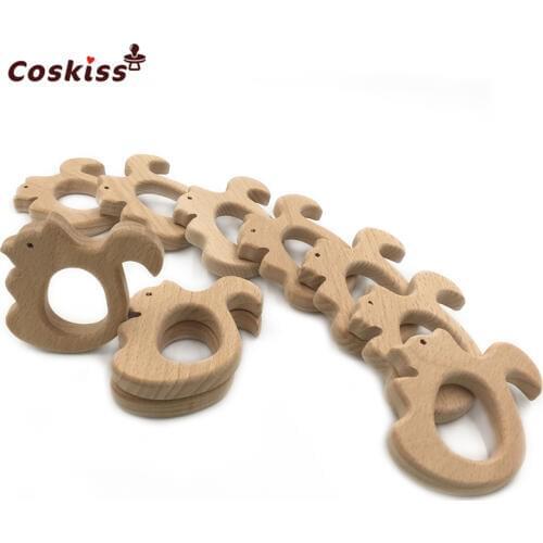 DIY Wooden Personalized Pendent Organic Beech Wooden Squirrel Natural Handmade Baby Wooden Teether For Baby Teething Nursing