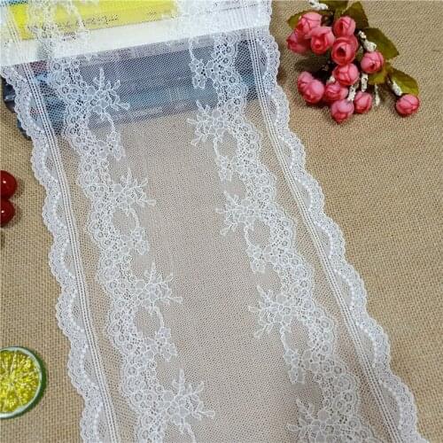 E2845-1 Width 9.5 Lnch White Chantilly Colorful Wide Lace Trim Band Ribbon For Ladies Vest Corset Nightgown Bib