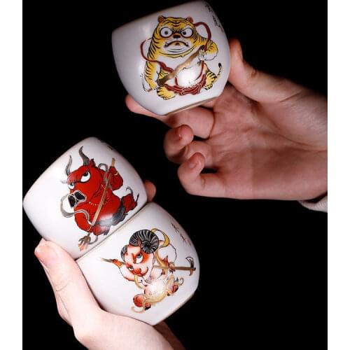 Ceramic Tea Cup Twelve Chinese Zodiac Porcelain Teacups Chinese Kung Fu Cup 120ml