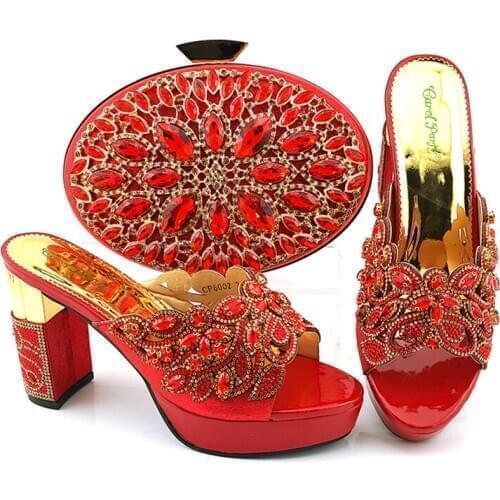 Artificial Crystal applique shoes and bag set Nigerian fashion shoes matching bags new African womens shoes and bags