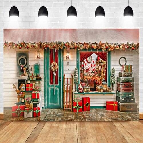 Laeacco Winter Christmas Fake Window Outdoor Gift Birthday Photo Photography Background Photographic Backdrop For Photo Studio