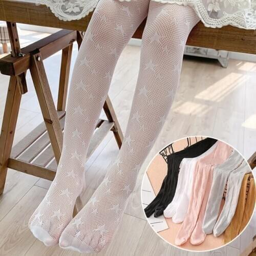 Summer 2020 new children pantyhose mesh hollow five-pointed star black girls tights princess dance stockings